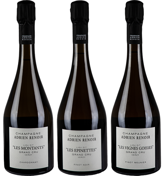 Champagne Adrien Renoir - Coffret bois 3 lieux dits 2018 - Champagne Grand Cru