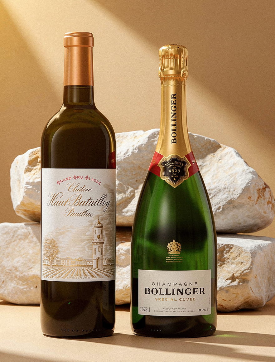Cadeaux d'affaire Champagne Bollinger et Château Haut-Batailley